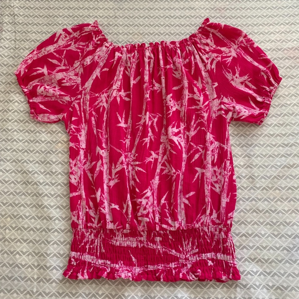 NWT MICHAEL MK Women’s (Size S) Pink Printed Blouse - Picture 2 of 5